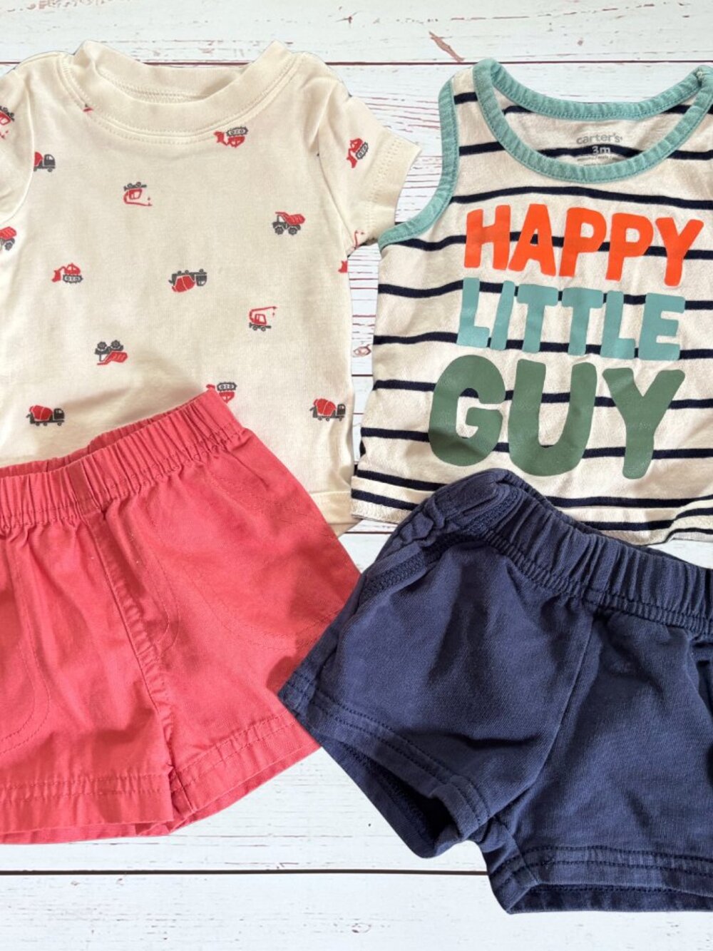 Carter's 3M Baby Outfit Bundle | Happy Little Dude Tank & Coral Shorts Set